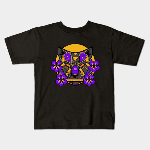 Mecha Violet Cat Kids T-Shirt by reikaiza